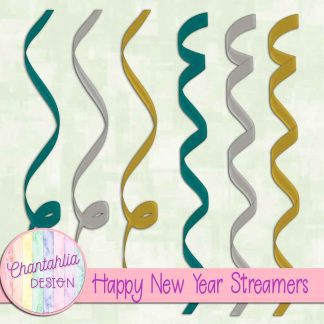 Free streamer design elements in a Happy New Year theme