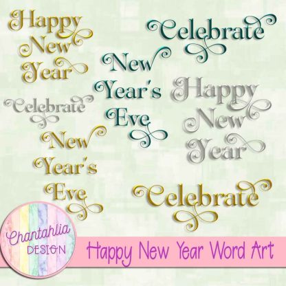 Free word art in a Happy New Year theme