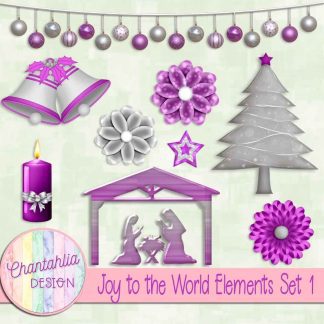 Free design elements in a Joy to the World Christmas theme