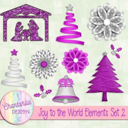 Free design elements in a Joy to the World Christmas theme