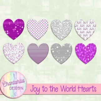 Free hearts in a Joy to the World Christmas theme