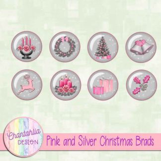Free brads in a Pink and Silver Christmas theme