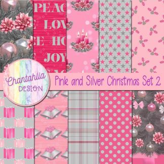 Free digital papers in a Pink and Silver Christmas theme