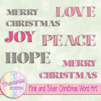 Free word art in a Pink and Silver Christmas theme