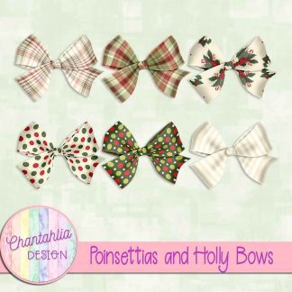 Free bows in a Poinsettias and Holly theme