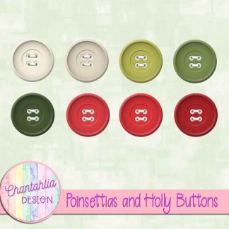 Free button in a Poinsettias and Holly theme