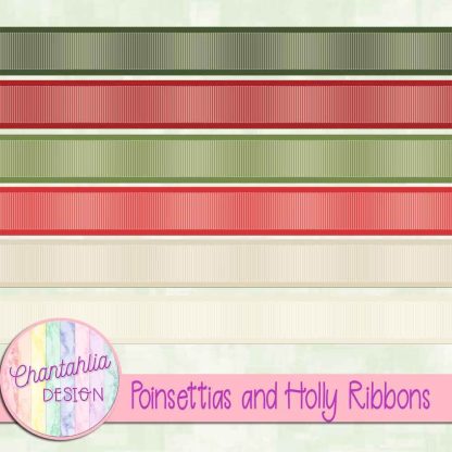 Free ribbons in a Poinsettias and Holly theme