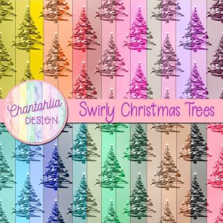 free digital papers featuring Swirly Christmas Trees