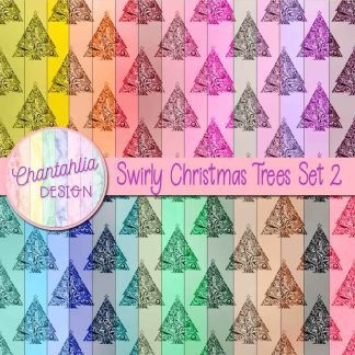 Free digital papers featuring Swirly Christmas Trees