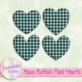 Free aqua buffalo plaid hearts