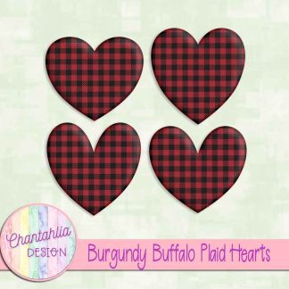 Free burgundy buffalo plaid hearts