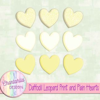 Free daffodil leopard print and plain hearts design elements
