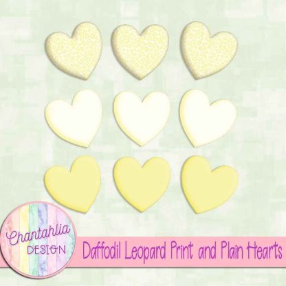 Free daffodil leopard print and plain hearts design elements