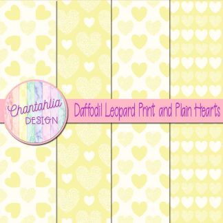 Free daffodil leopard print and plain hearts digital papers