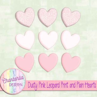 Free dusty pink leopard print and plain hearts design elements