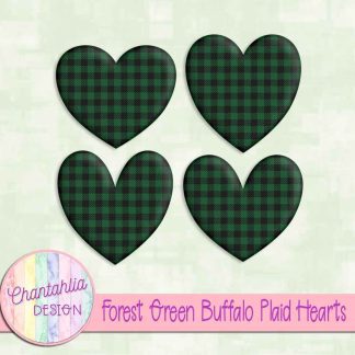 Free forest green buffalo plaid hearts