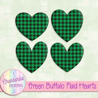 Free green buffalo plaid hearts