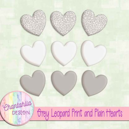 Free grey leopard print and plain hearts design elements
