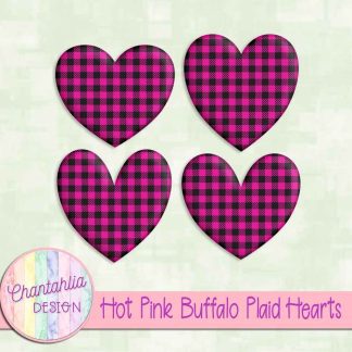 Free hot pink buffalo plaid hearts