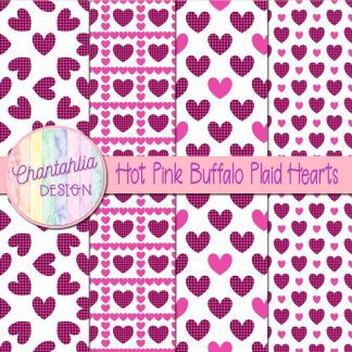 Free hot pink buffalo plaid hearts digital papers
