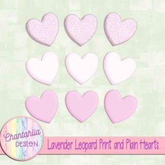 Free lavender leopard print and plain hearts design elements