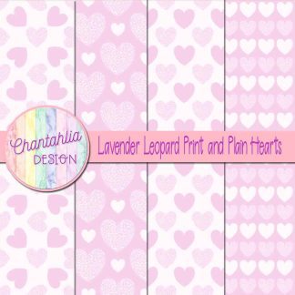 Free lavender leopard print and plain hearts digital papers