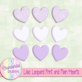 Free lilac leopard print and plain hearts design elements