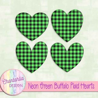 Free neon green buffalo plaid hearts