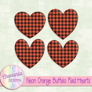 Free neon orange buffalo plaid hearts