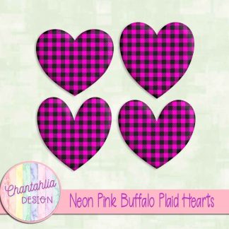 Free neon pink buffalo plaid hearts