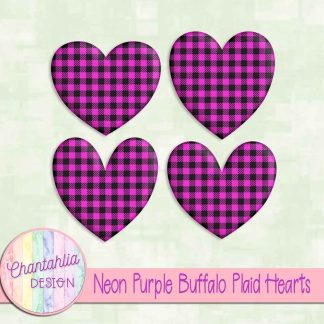 Free neon purple buffalo plaid hearts