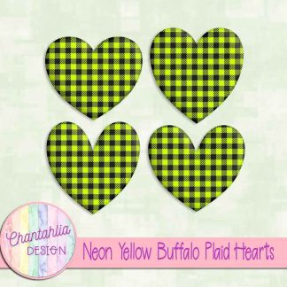 Free neon yellow buffalo plaid hearts