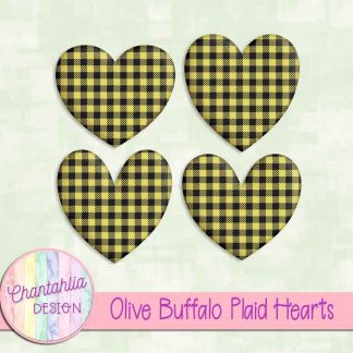 Free olive buffalo plaid hearts