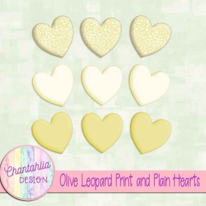 Free olive leopard print and plain hearts design elements