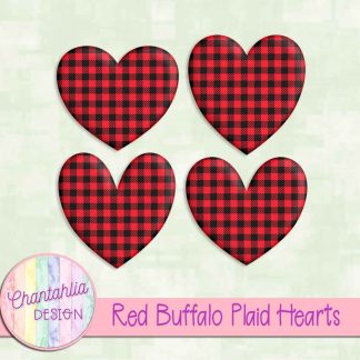 Free red buffalo plaid hearts