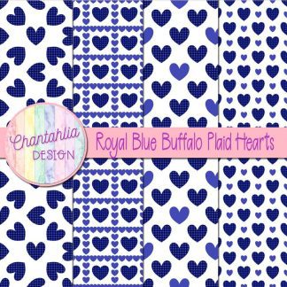 Free royal blue buffalo plaid hearts digital papers