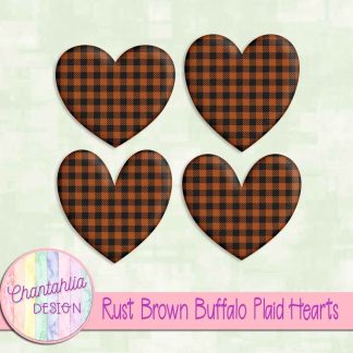 Free rust brown buffalo plaid hearts