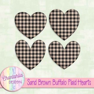 Free sand brown buffalo plaid hearts