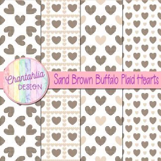 Free sand brown buffalo plaid hearts digital papers