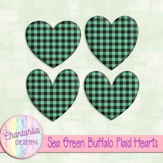 Free sea green buffalo plaid hearts