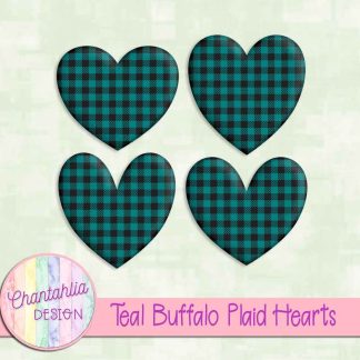 Free teal buffalo plaid hearts