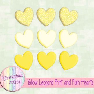 Free yellow leopard print and plain hearts design elements
