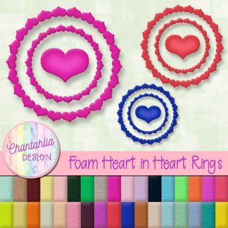 free heart in heart rings in a foam style