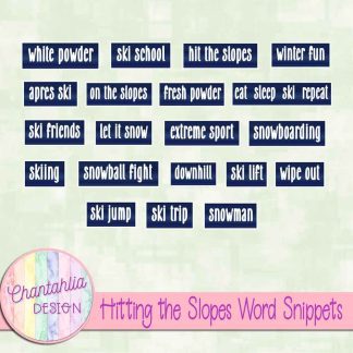 Free word snippets in a Hitting the Slopes Skiing and Snowboarding theme.