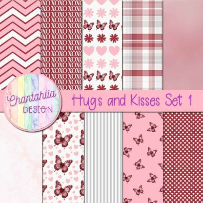 Free digital papers in a Hugs and Kisses theme