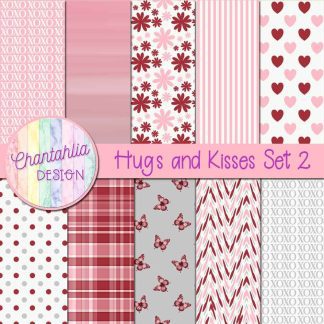 Free digital papers in a Hugs and Kisses theme