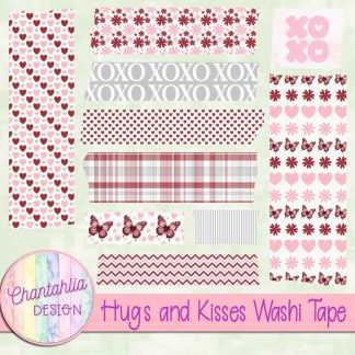 Free Washi Tape in a Hugs and Kisses theme