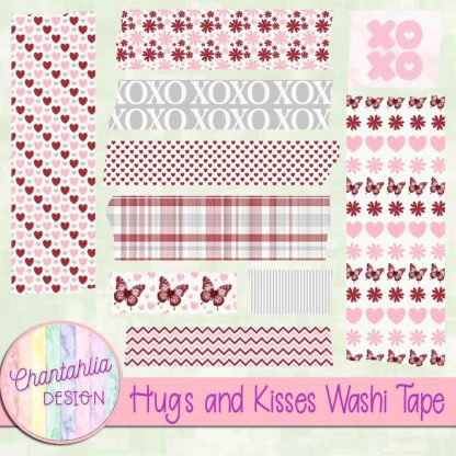 Free Washi Tape in a Hugs and Kisses theme