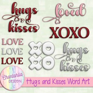 Free Word Art in a Hugs and Kisses theme