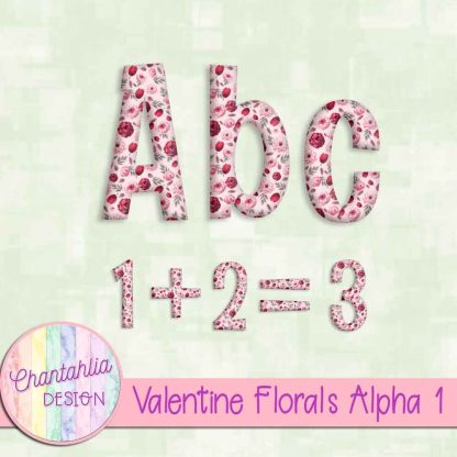 Free alpha in a Valentine Florals theme